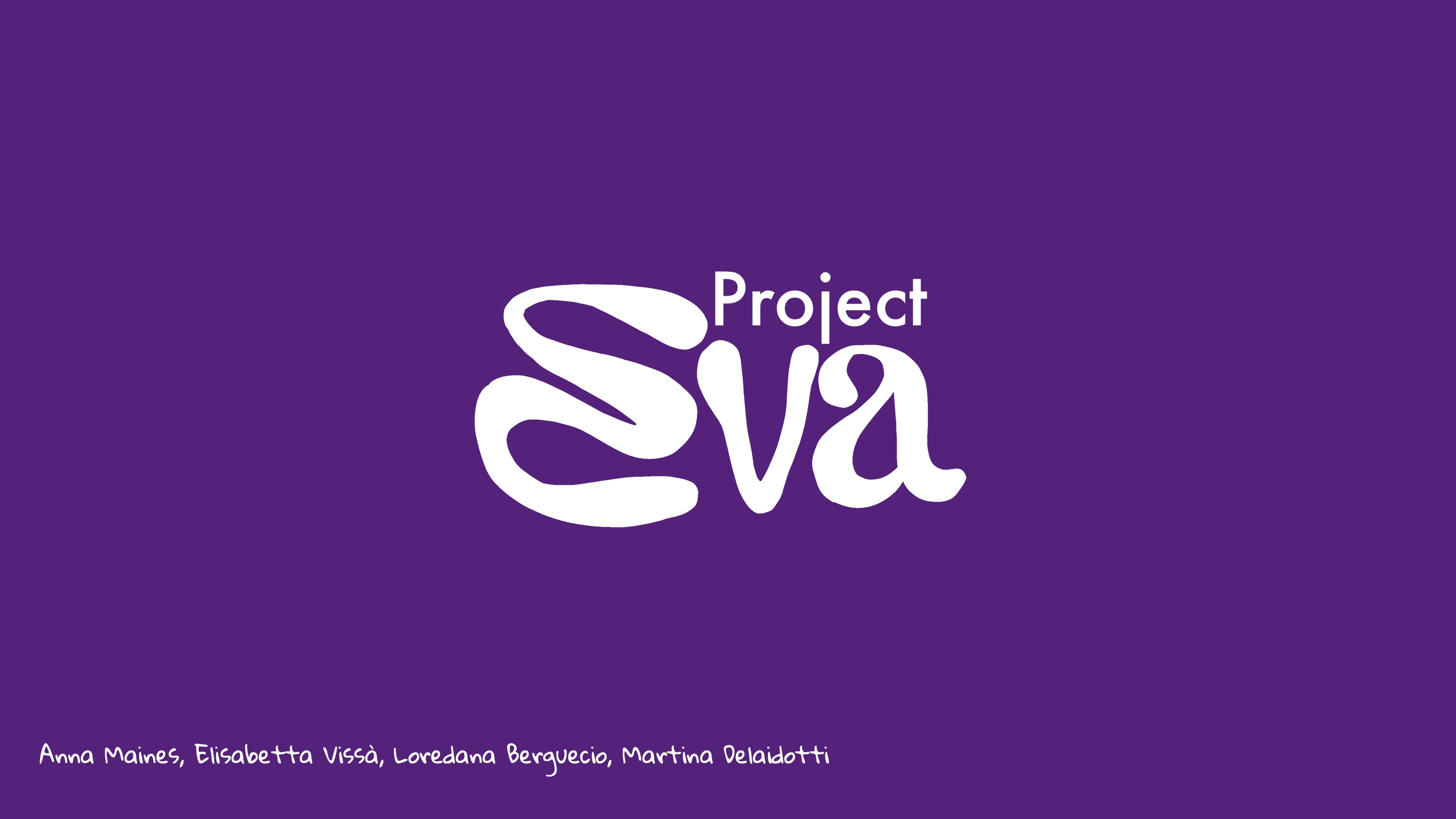 Project Eva: il logo bianco su viola