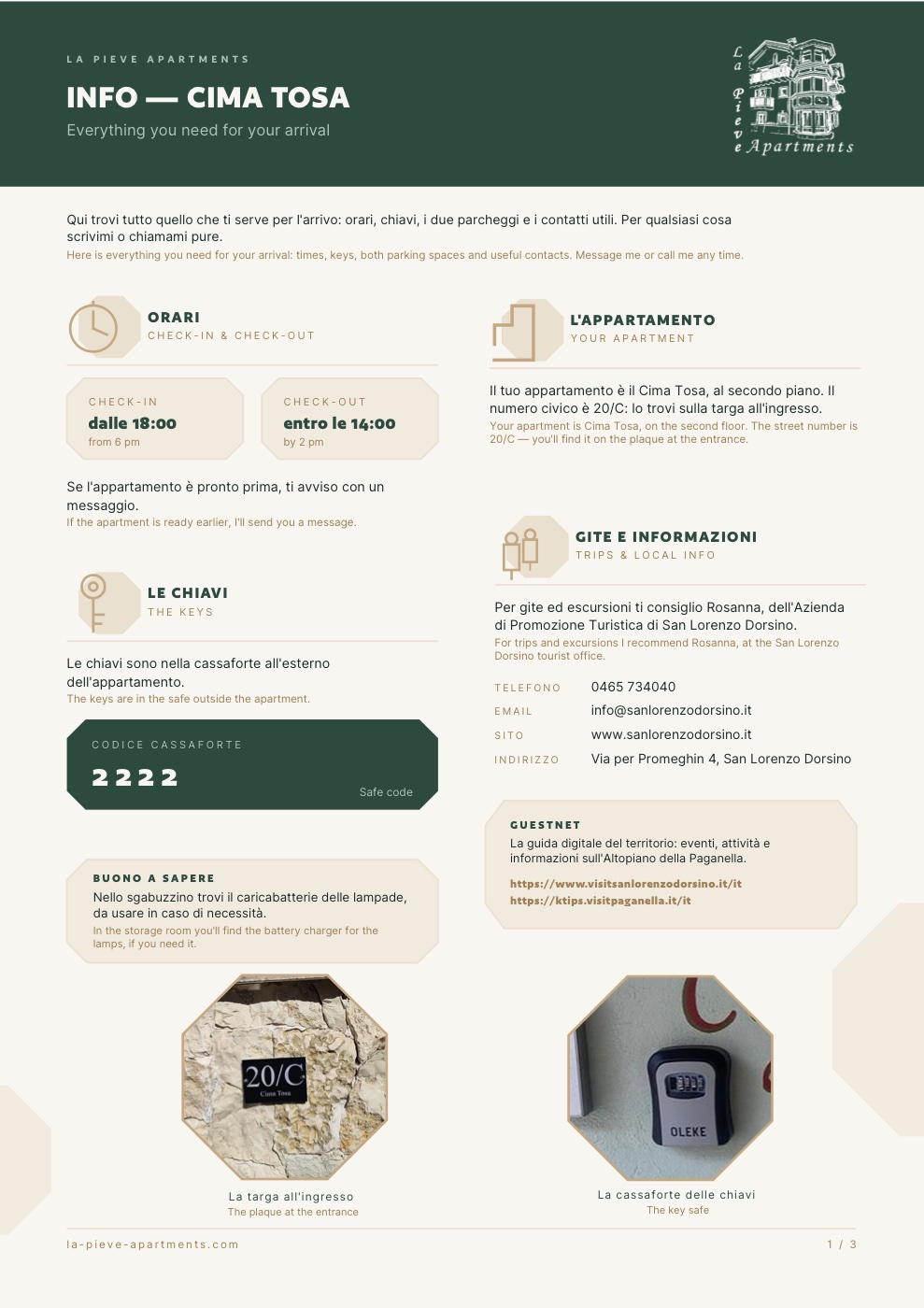 Info appartamento Cima Tosa