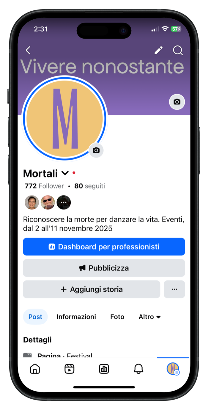 Profilo Facebook di Mortali